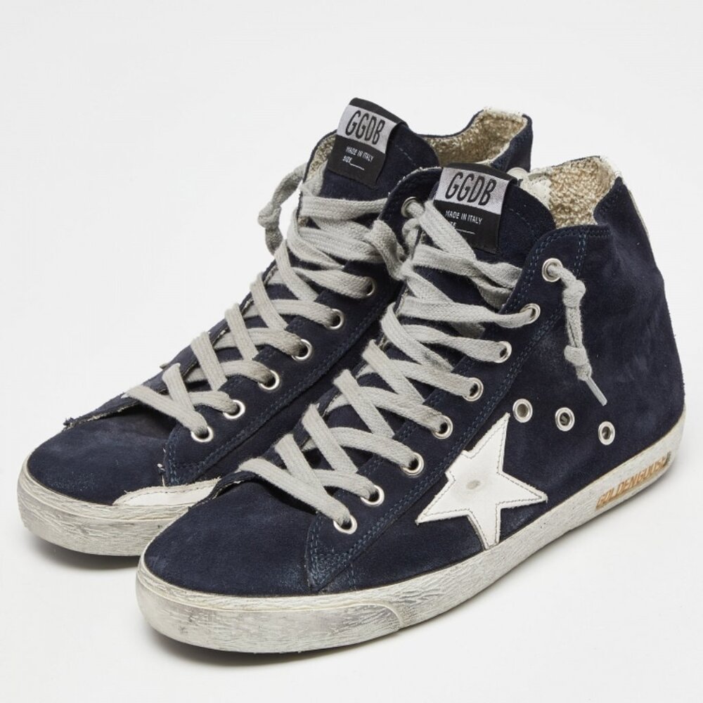 Golden Goose Francy High-Top Sneakers - Navy Suede - Size 40